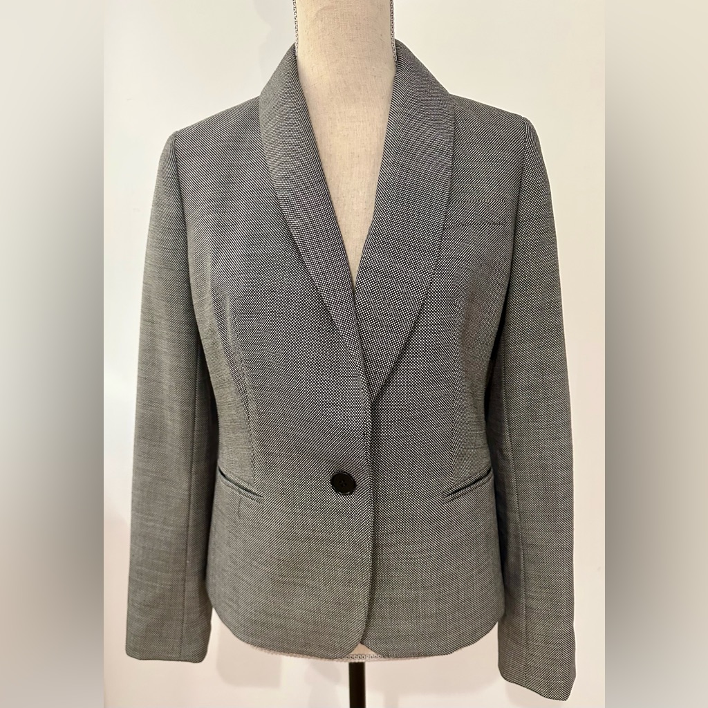 Talbots Women's Gray Blazer 6 Wool Blend Single Breasted Suit Separate Office